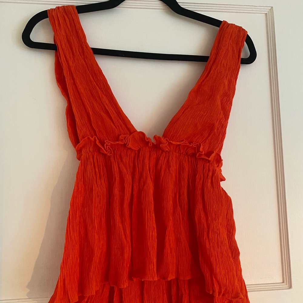 Line & Dot Red Orange Top